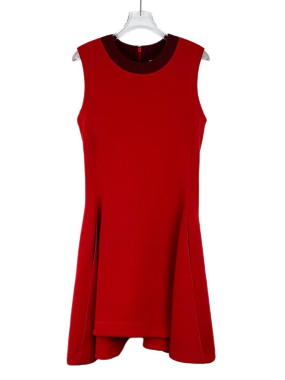 J31446 Dior red wool round neck sleeveless dress 36 S size 99 new